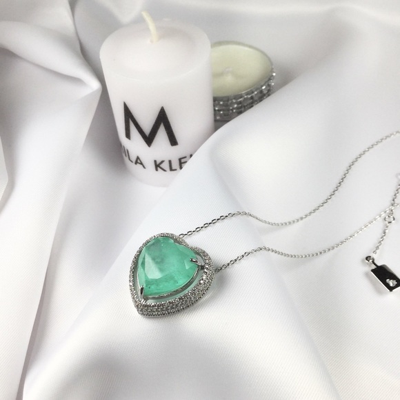 Heart Necklace Colombian Emerald Fusion Gemstone - Picture 4 of 5